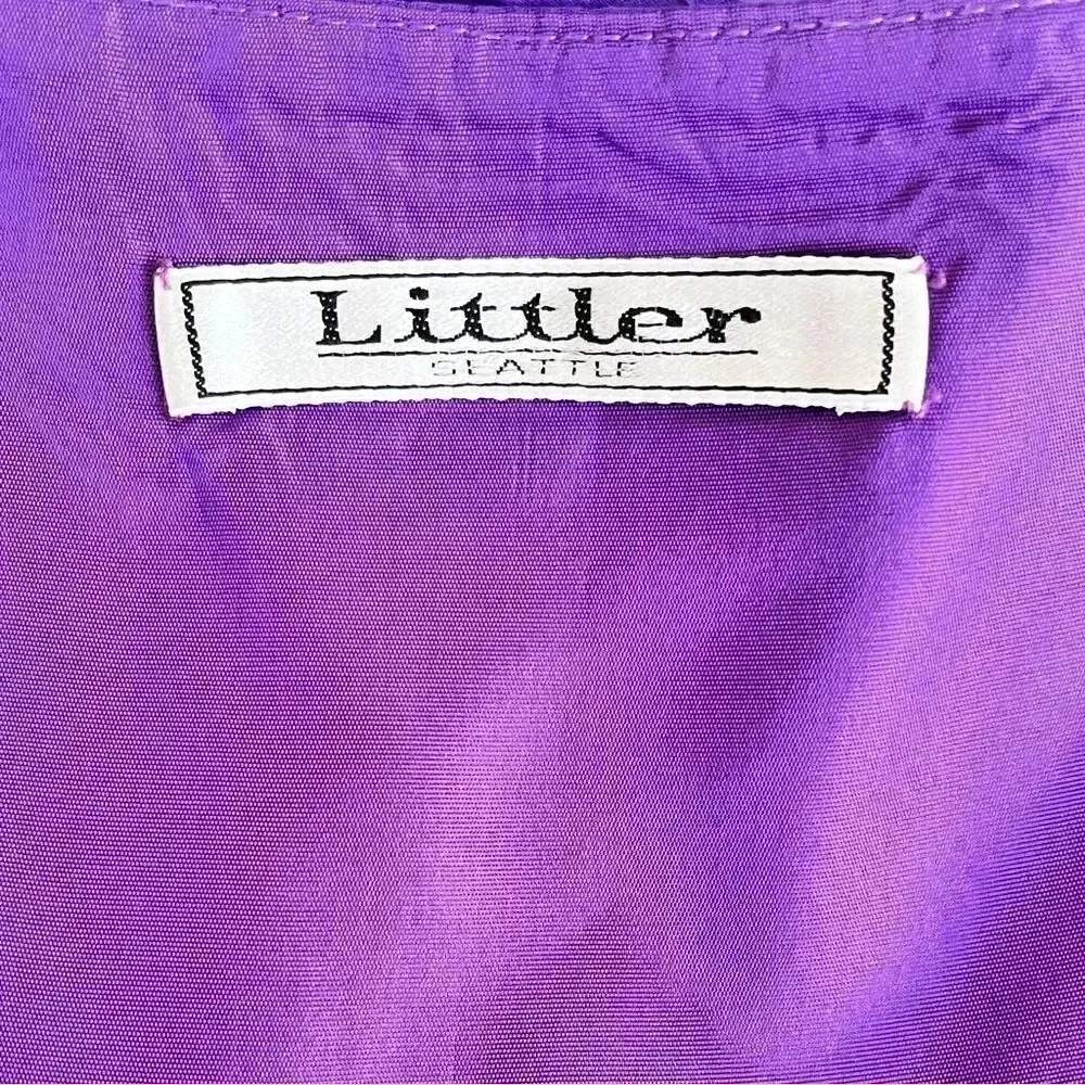 Vintage 60s Purple Chiffon Sheer Long Sleeve Pintuck Dress Size 12